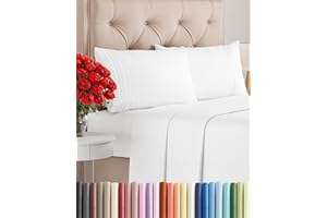 Queen Size 4 Piece Sheet Set - Comfy Breathable & Cooling Sheets - Hotel Luxury Bed Sheets for Women & Men - Deep Pockets, Easy-Fit, Extra Soft and Wrinkle Free Sheets - White Oeko-Tex Bed Sheet Set