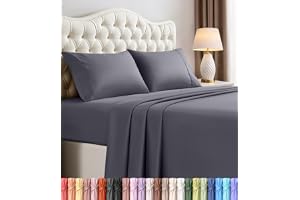 Queen Size Sheet Set &ndash; 4 Piece Bed Sheets, Soft and Breathable Microfiber, Includes 1 Fitted Sheet, 1 Flat Sheet and 2 Pillowcases &ndash; Oeko Tex (Grey)