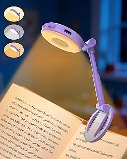 Reading Lights for Books in Bed:18 LED Rechargeable Clip-on Book Light with Timer & Memory Eye Caring 3 Color Temperature Stepless Dimming Portable Night Light for Book Lovers (Purple)