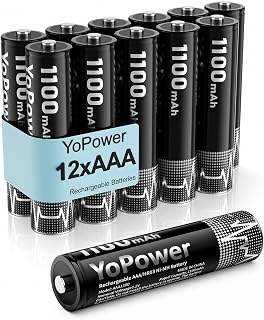 Rechargeable AAA Batteries 12-Pack 1100mAh High Capacity