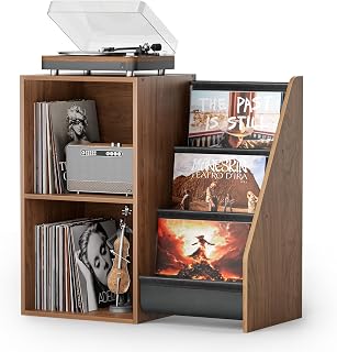 Record Player Stand,Turntable Stand with Vinyl Record Storage,Record Player Table with Vinyl Display Holder Shelf,Record Player Cabinet with 220 Albums Organizer,Media Console Cabinet for Stereo Audio