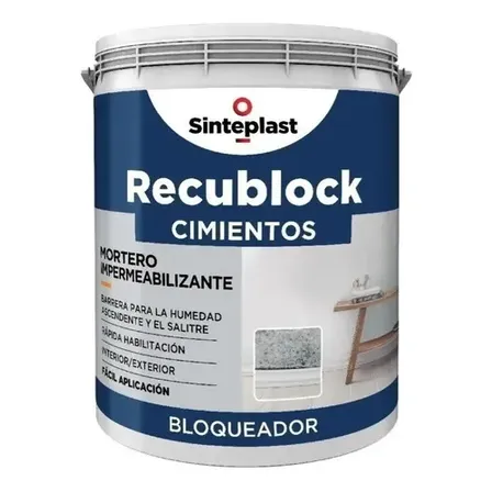 Recublock Cimientos Bloqueador De Humedad 12 Kg Acabado Mate Color Blanco