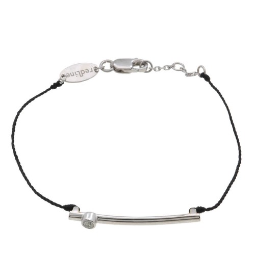 Redline Tube String Bracelet with 0.05ct Diamond in White Gold Bezel Setting,