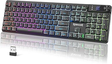 Redragon K521 Pro Wireless Gaming Keyboard with Screen, 4000mAh Battery | Mechanical Feeling, Tri-Mode BT/2.4G/USB-C, RGB Keyboard, 12 Multimedia Keys, Programmable Software, Full-size keyboard