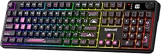 Redragon K526 PRO RGB Wireless Membrane Gaming Keyboard, 104 Keys Mechanical-Feel Keyboard w/LED Info Display, Media/Backlit Knob Control, Smooth Linear Switch & Software Supported