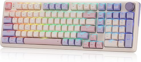Redragon K768 PRO 100 Keys Wireless Gasket RGB Gaming Keyboard, Massive 8000 mAh PBT Mechanical Keyboard w/Hot-Swap Socket, Dedicated Knob Control & 5-Layer Noise Dampening, Custom Yolk Linear Switch