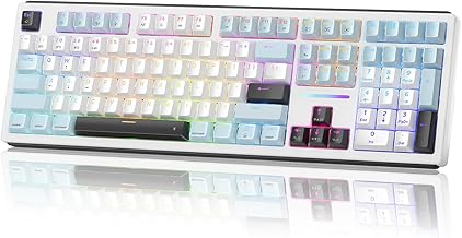 Redragon K771 Wireless Mechanical Keyboard, 108-Key Gaming Keyboard with 4 Extra Hotkeys, 5-Layer Noise Dampening, Pre-lubed Linear Switches, Hot-swap Custom RGB Keyboard for PC/Mac - Blue&White