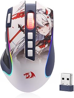Redragon M612AK PRO RGB Anime Gaming Mouse, 8000 DPI Wired/Wireless Optical Mouse with 9 Programmable Buttons & 7 Backlit Modes, BT & 2.4G Wireless, Software Supports DIY Keybinds Rapid Fire Button