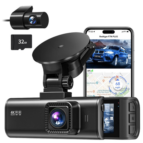 REDTIGER F7NP 4K Dash Cam Front and Rear Dual Dash Camera WIFI &GPS With 32GB SD