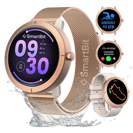 Reloj Inteligente Mujer Sumergible Smartbit Swim Lila Smartwatch Sumergible 50 Metros Natacion Brazadas Distancia Bateria 10 Dias Larga Duracion Deportivo Llamadas Mensajes Cuadrado Malla Extra