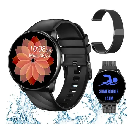 Reloj Inteligente Sumergible Smartbit W1 Pro Negro Redondo Dise&ntilde;o de la malla Mesh