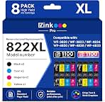 Remanufactured Replacement for 822XL for Epson WF-3820 Printer Ink Cartridge | Compatible for Epson 822XL Ink Cartridges for Workforce Pro WF-3820 WF-3823 WF-4830 WF-4833 WF-4820 Printer (8 Pack)