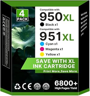 Replacements for HP 950XL 951XL Ink Cartridges Combo Pack 4-Pack | Compatible for HP 950 951 Ink for HP OfficeJet Pro 8600 8610 8630 8620 8615 8625 8100 276DW 251DW Printer
