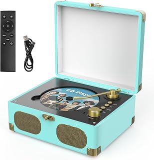 RetroAudio Portable CD Player with Bluetooth 5.4, Remote Control, USB/AUX/Headphone Jack, Retro Desktop Music Player for Home Use, Compatible with Multiple Audio Formats (Blue)