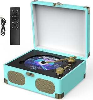 RetroAudio Portable Desktop CD Player with Built-in Speakers, Blue