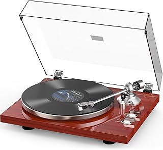 Retrolife® Vinyl Record Players Turntable with BT Wireless Output,Piano Red | Audio Phono AT-3600L MM Cartridge,Adjust Counterweight,Belt-Drive,2 Speed,Wireless Out,RCA Line,USB to PC Digital Recording