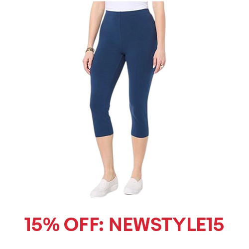 Rhonda Shear Women's Flat Front Mid-Calf Legging Navy