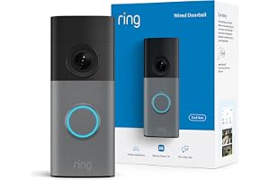 Ring Wired Doorbell (newest model), Wide-Angle Retinal 2K, up to 6x Enhanced Zoom, pair with Alexa or Ring Chime for in-home alerts, Speckled Gray