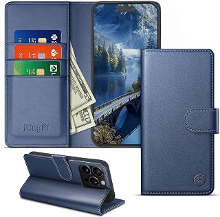 RingPi Phone Case for iPhone 16 Pro Max 6.9" Wallet flip case with RFID-Blocking Card Slot,Adjustable Stand,Magnetic Buckle,and 360&deg;Drop Protection,PU Leather Cover for Apple 16 Pro Max case Blue