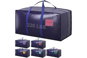 RMOHRO 6 Pack Moving Bags Heavy Duty 210GSM with Full-Open Side Zipper, 93L 220lbs Waterproof Foldable Storage Totes for College Dorm Move-In, Moving Boxes Alternative & Home Organization, Blue