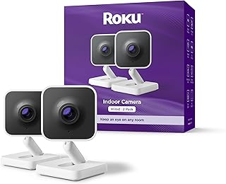 Roku Indoor Camera, Home Security with 1080p HD Color Night Vision, 1-Pack | Wired Security Camera & Pet Monitor with 2 Way Audio, Motion & Sound Detection, WDR & WiFi 6 - Works with Alexa & Google