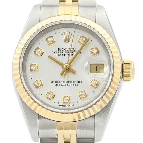 Rolex Datejust 18K Yellow Gold & SS Silver Diamond Dial Jubilee Watch 69173
