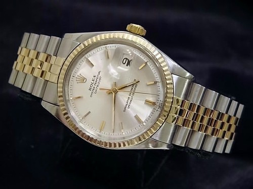 Rolex Datejust Mens 2Tone Gold Stainless Steel Watch with Silver Dial 1601