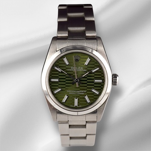 Rolex Oyster Perpetual 31mm Stainless Steel Pink Palm Motif Dial Watch 67480