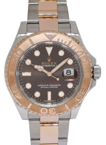 Rolex Yacht-Master 18k RG/Steel Chocolate Dial Mens 40mm Watch 116621