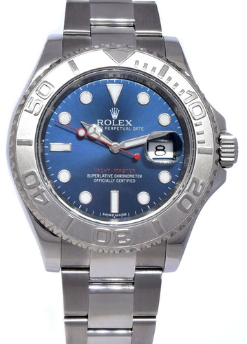 Rolex Yacht-Master Steel & Platinum Bezel Blue Dial Mens 40mm Watch +Card 116622
