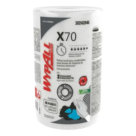 Rollo De Limpieza Reutilizable X70 Wypall X 88 Pa&ntilde;os Blanco