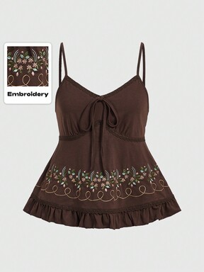 ROMWE Fairycore Women's Front Drawstring Camisole For Summer  #NouveauNature