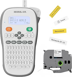 Rongta TH110 Bluetooth Handheld Label Maker Machine with 1 Tape, QWERTY Keyboard Portable Label Printer, for Home, Office, Organization