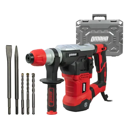 Rotomartillo Percutor 1500w 5,5 J Omaha + Cinceles + Maletin Rojo 50 Mhz