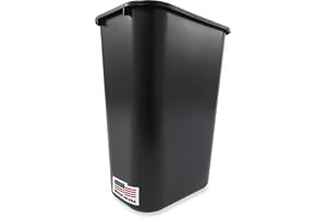 Rubbermaid Commercial Wastebasket Trash Container, 41QT/10.25 GAL, Plastic, Black, Stackable Trash Can for Bedroom/Bathroom/Office, Fits Under Desk/Sink/Cabinet