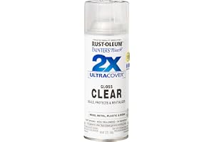 Rust-Oleum Painter's Touch 2X Ultra Cover Spray Paint, Gloss Clear | Indoor and Outdoor Surfaces (Metal, Wood, Plastic), Fast Dry, Durable, Sprays from Any Angle, Comfort Tip, Oil Based