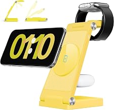 RYND 2026 Traveling Wireless Mag-Safe Fast Charging Station,Magnetic 3 in 1 Charger with Light for iPhone 16 15 14 13 12 Pro Max Plus,Apple Watch Series & Air pods 4 3 2 Pro-Gifts for Wife & Husband
