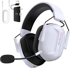 RYR Wireless Gaming Headset for Xbox Series X|S, Xbox One, PC, PS5/4, Mac, Mobile, Switch, 3D Surround Sound, Bluetooth 5.3, 60H Battery, Gaming Headphones with Detachable Noise Canceling Mic-White