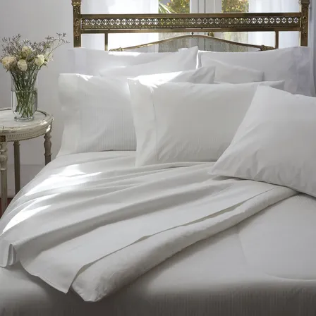 Sabanas 2 Plazas Cannon Classic 200 Hilos Puro Algodón 100% Blanco Rayas