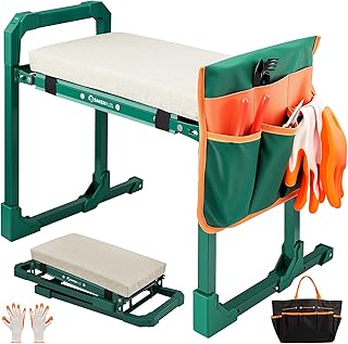 SakerPlus Garden Kneeler and Seat,Heavy Duty Foldable Garden Stool with 10-Inch Thickened Pad, Extendable Legs, Tool Bag and Storage Bag,Gardening Gift Choice for Women Mom Men Seniors