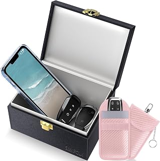 Samfolk Faraday Box with Faraday Bags for Car Keys, Car Key Signal Blocking Box, Keyless Entry Car Key Safe Protector Anti-Theft Shielding Cage