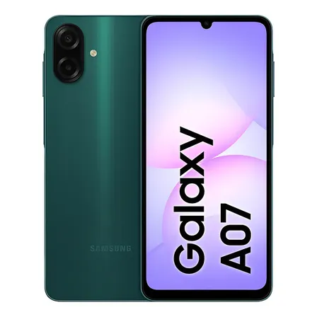 Samsung Galaxy A07 128 GB, tel&eacute;fono celular de 4 GB, c&aacute;mara de 50 MP, pantalla 6.7, protecci&oacute;n IP54, procesador de 6 nm, verde