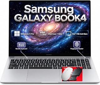 Samsung Galaxy Book4 15.6" Full HD Business Laptop, Intel Core 7 150U 10-Core Processor, 16GB RAM, 1TB SSD, Windows 11 Pro, Backlit Keyboard, Fingerprint Reader, RJ45 Ethernet, Copilot Key, Silver