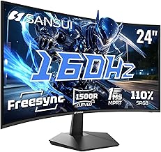 SANSUI 24 Inch Curved 160Hz Gaming Monitor,1500R Curved Gaming Monitor