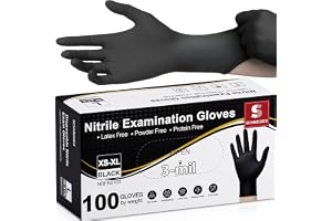 Schneider Medical Black Nitrile Exam Glove, Latex Free Powder Free Disposable Gloves for Cooking, Cleaning, and Food Prep
