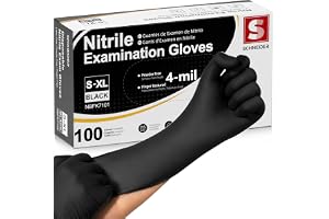 Schneider Medical Nitrile Exam Gloves, 4 Mil Black Gloves Disposable Latex Free Powder Free, Food Safe for Cooking, Food Prep
