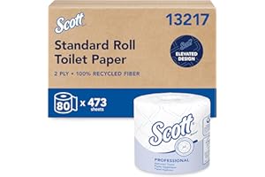 Scott Professional 100% Recycled Fiber Standard Roll Bulk Toilet Paper (13217), 2-Ply, Elevated Design, White, Individually Wrapped (80 Rolls of 473 Sheets, 37,840 Sheet Total)