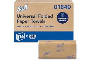 Scott&reg; Professional Universal Multifold Paper Towels, Bulk (01840), Absorbency Pockets, 9.2" x 9.4" sheets, Standard Tier, Compressed, White (250 Sheets/Pack, 16 Packs/Case, 4,000 Sheets/Case)