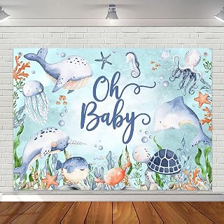Under The Sea Backdrop for Baby Shower Ocean Oh Baby Backdrop 7x5ft