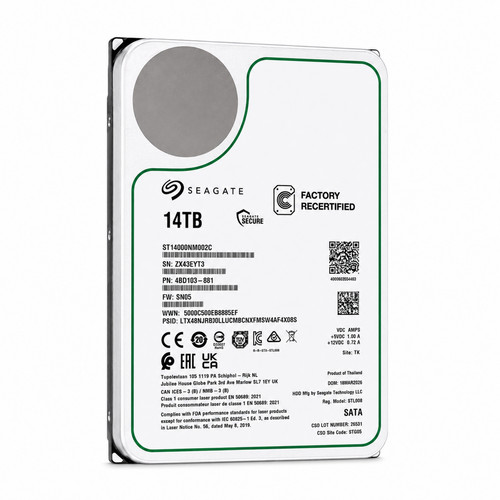 Seagate Exos ST14000NM002C 14TB CMR 7200RPM SATA6Gb/s 3.5" Enterprise Hard Drive